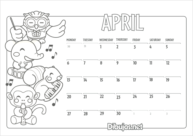 calendar coloring pages - photo #28
