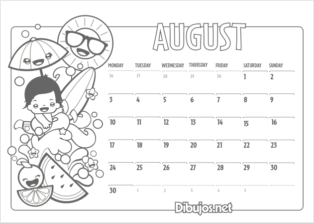 calendar coloring pages - photo #18