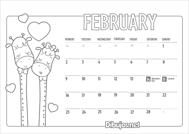 calendar coloring pages - photo #16