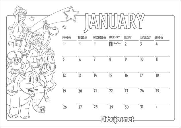 calendar coloring pages - photo #19