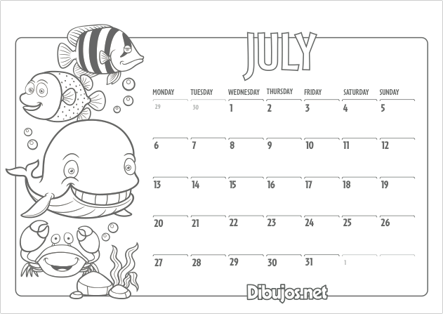 calender coloring pages - photo #23