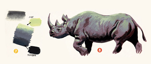 Rinoceronte pintado con témperas