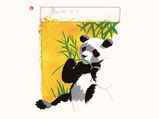 Dibuja un oso panda con temperas